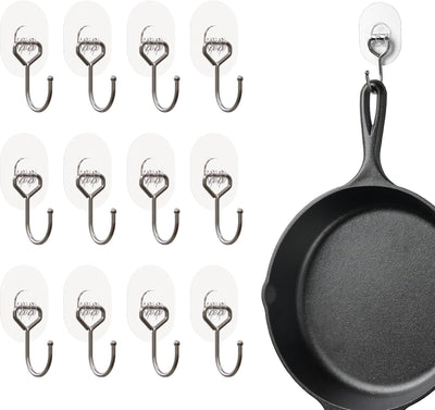 Gancho adhesivo transparente 12 pzas para baño y cocina