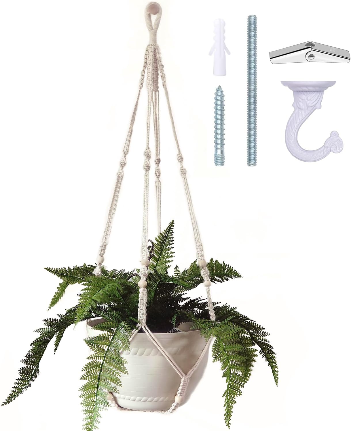 Colgador macramé 43pulg para macetas 12pulg cuerda algodón