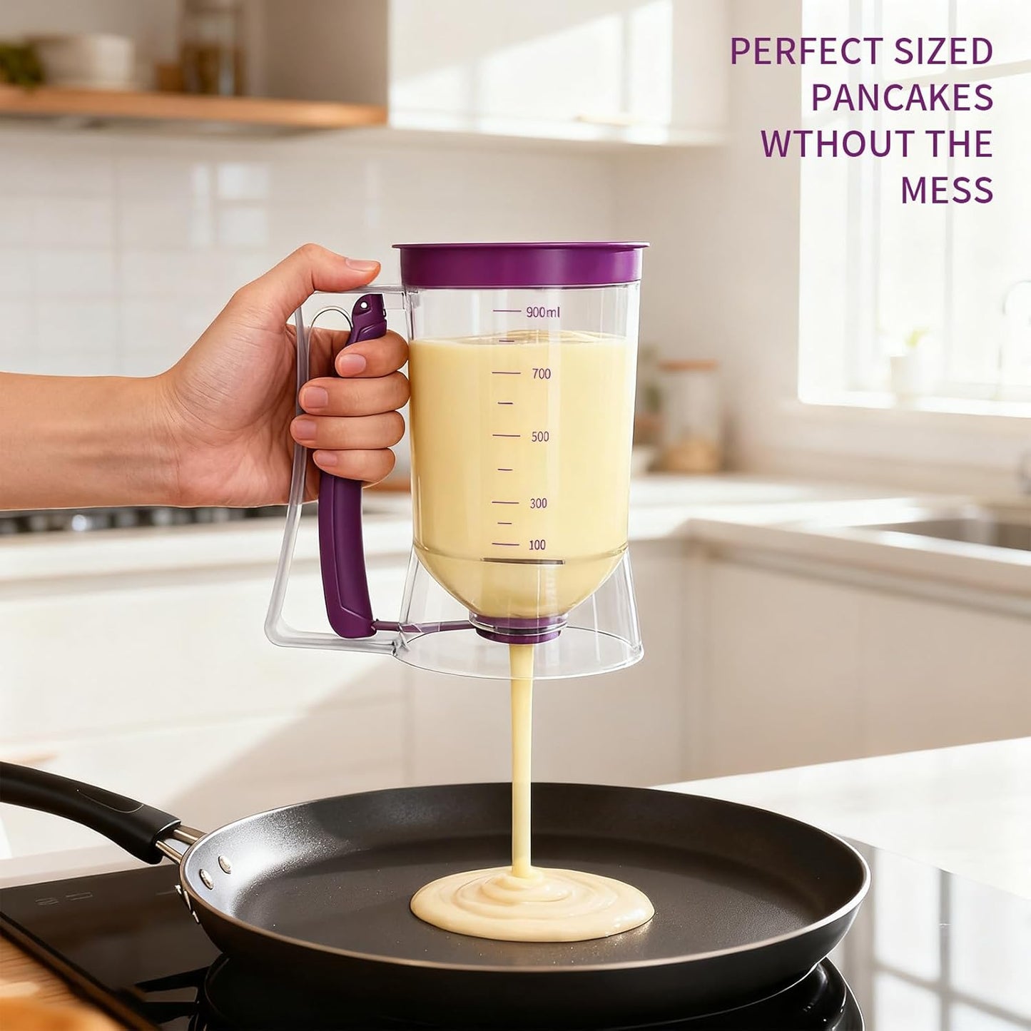 Dispensador de masa para panqueques y magdalenas de 4 tazas con mango