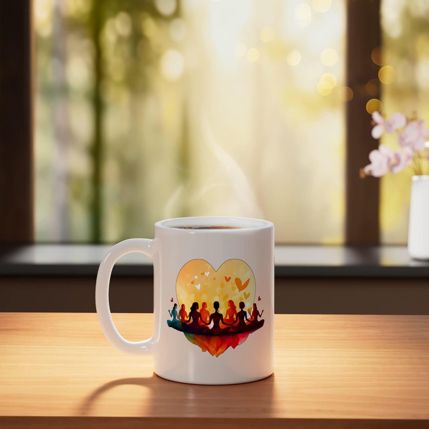 Taza Cerámica Tantra Yoga Love Blanca