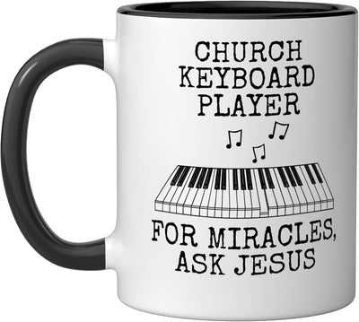 Taza cerámica para piano divertida Church Keyboard Player Negro/Blanco