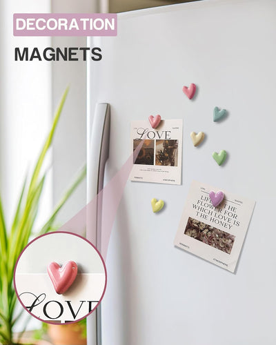 18 Imanes decorativos corazón coloridos para nevera y pizarra