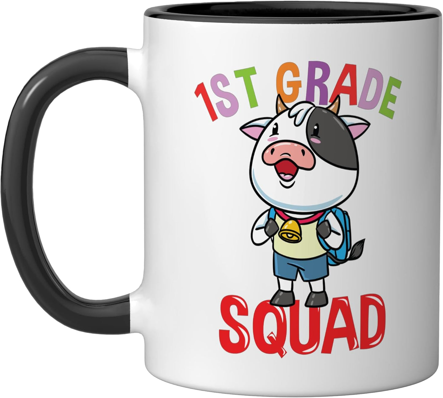 Taza cerámica Cow Back To School 1er grado negro/blanco