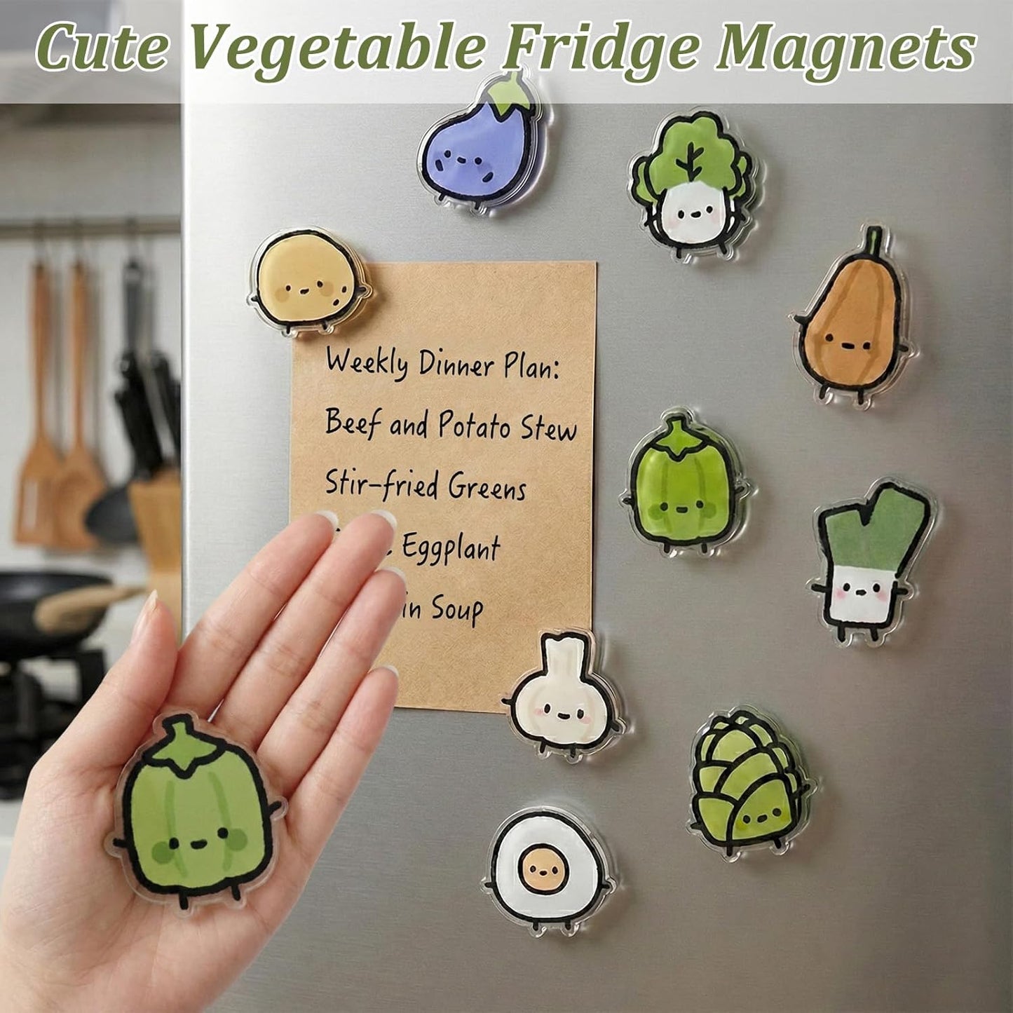 9 Imanes nevera decorativos forma vegetales acrílicos