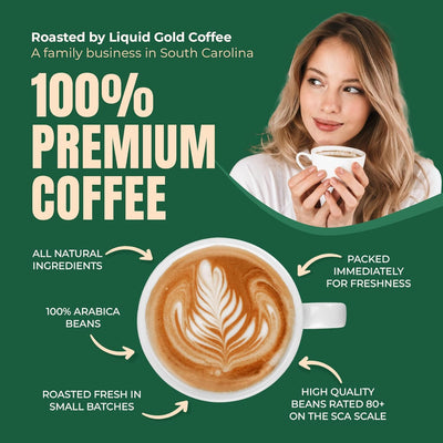 Café orgánico Liquid Gold de Perú molido tostado medio bolsa 10 oz