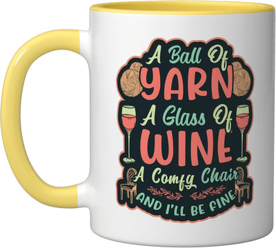 Taza cerámica amarillo/blanco Ball of Yarn I Love Knitting