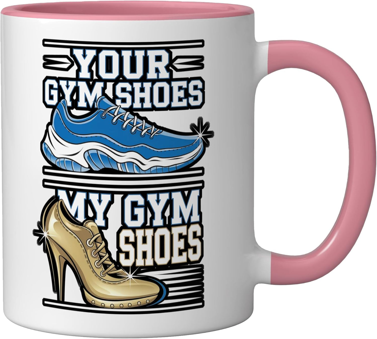 Taza de cerámica para pole dancing workout en rosa y blanco