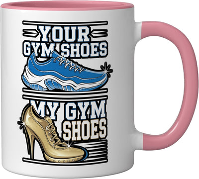 Taza de cerámica para pole dancing workout en rosa y blanco