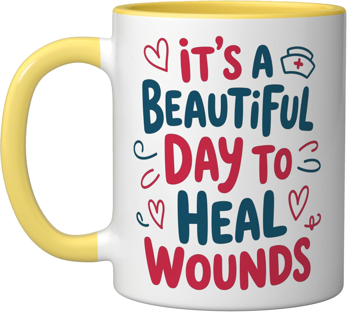 Taza cerámica para cuidado de heridas WCN amarilla/blanca