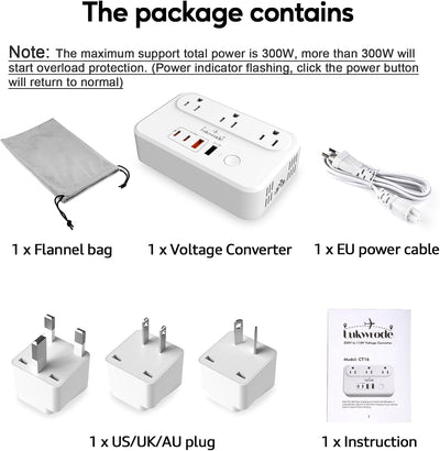 Convertidor voltaje 220V a 110V 2 puertos USB tipo C