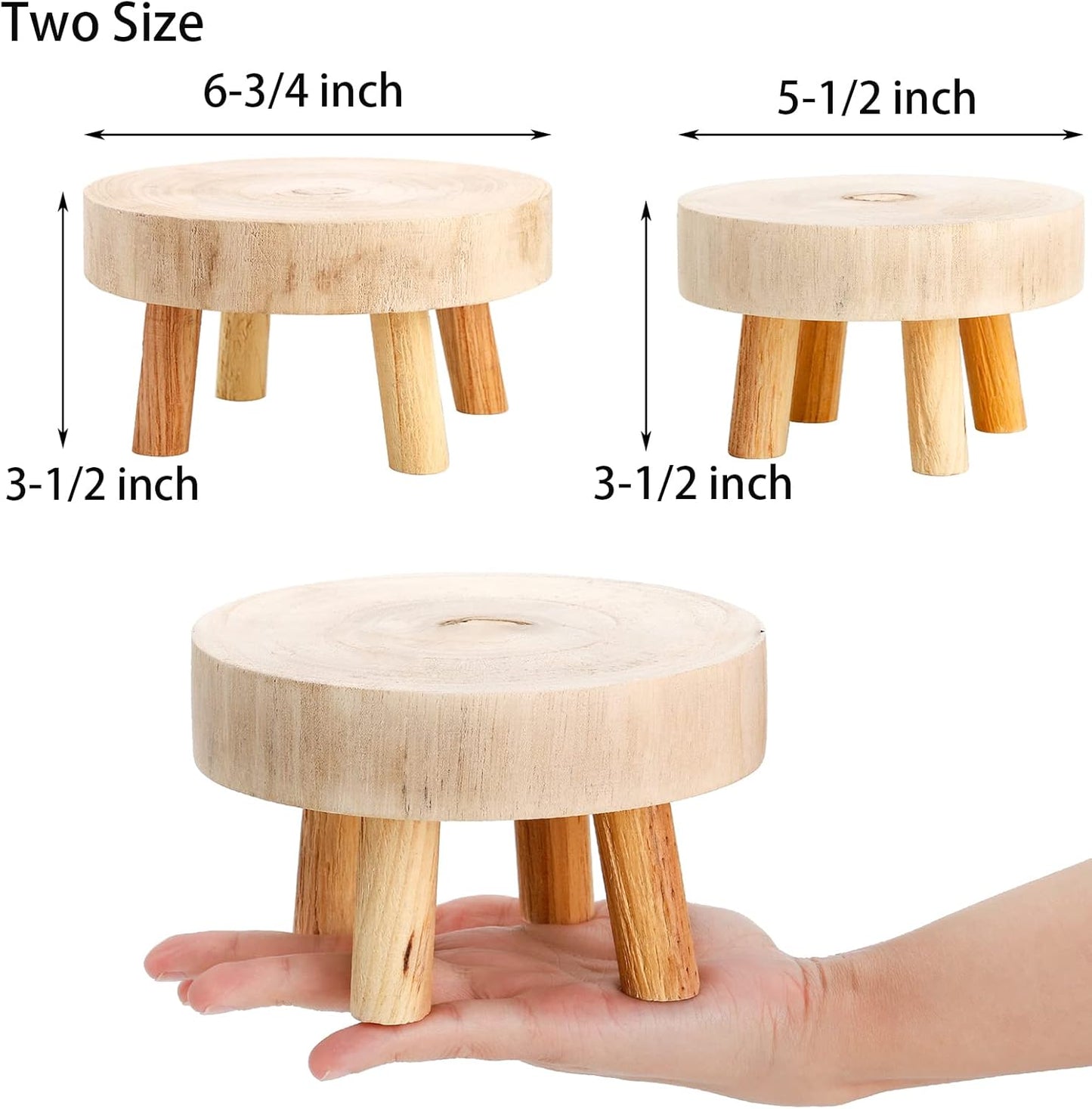 2 Pzas Taburetes Madera Bohemios Soporte Velas Decoración