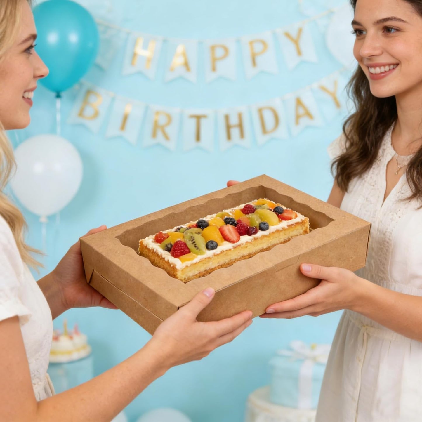 Caja de panadería marrón con ventana 12 x 8 pulgadas para galletas y horneados