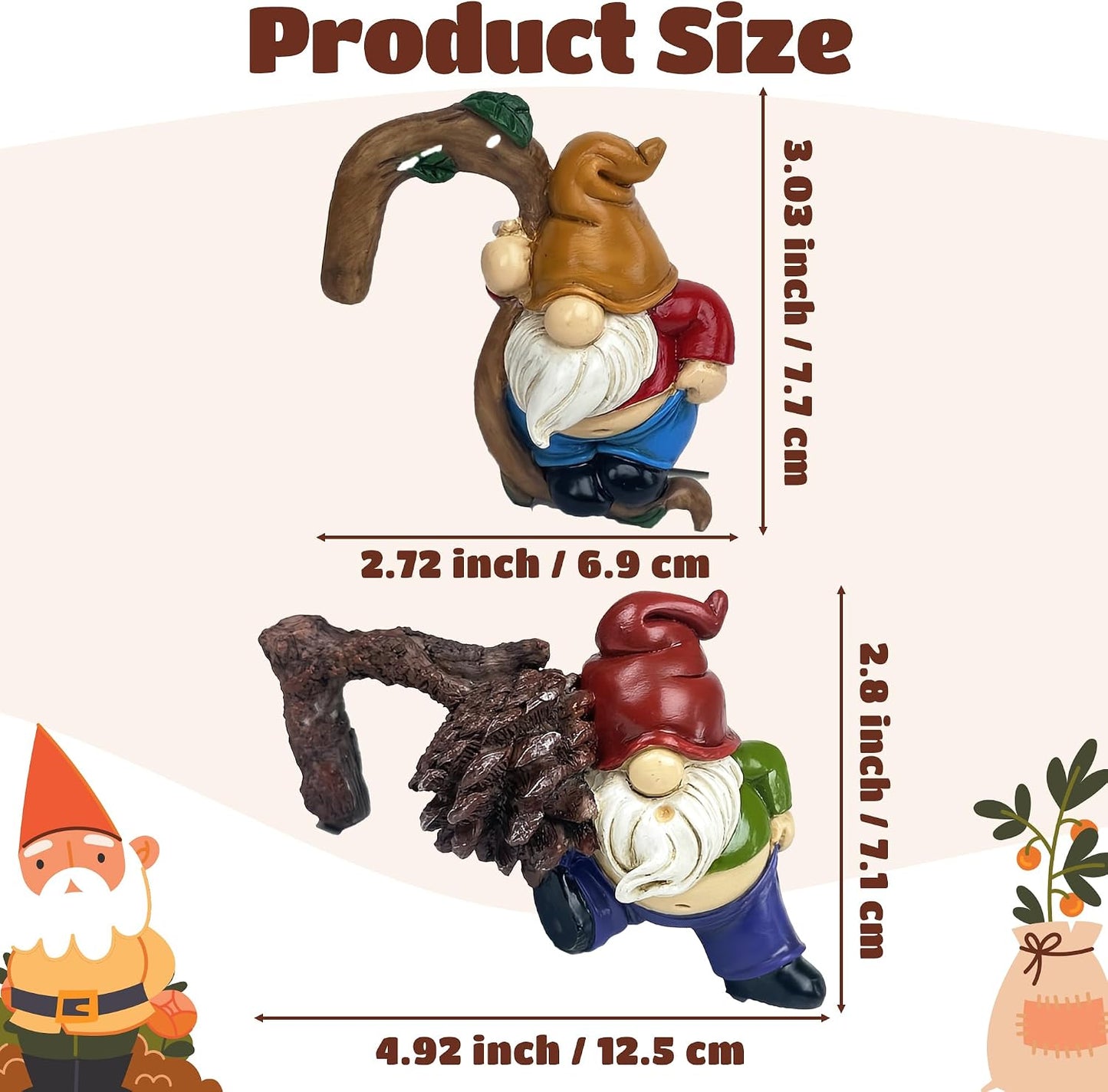 2 Pzas Estatua Gnomos Resina para Jardín Colgante