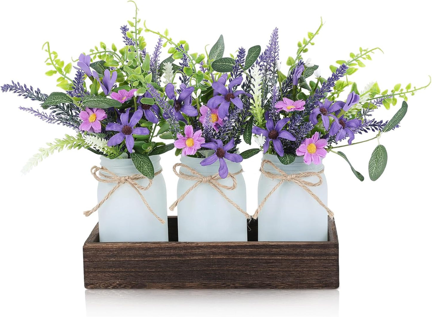 3 Pzas Tarros Lavanda con Bandeja Madera Decoración