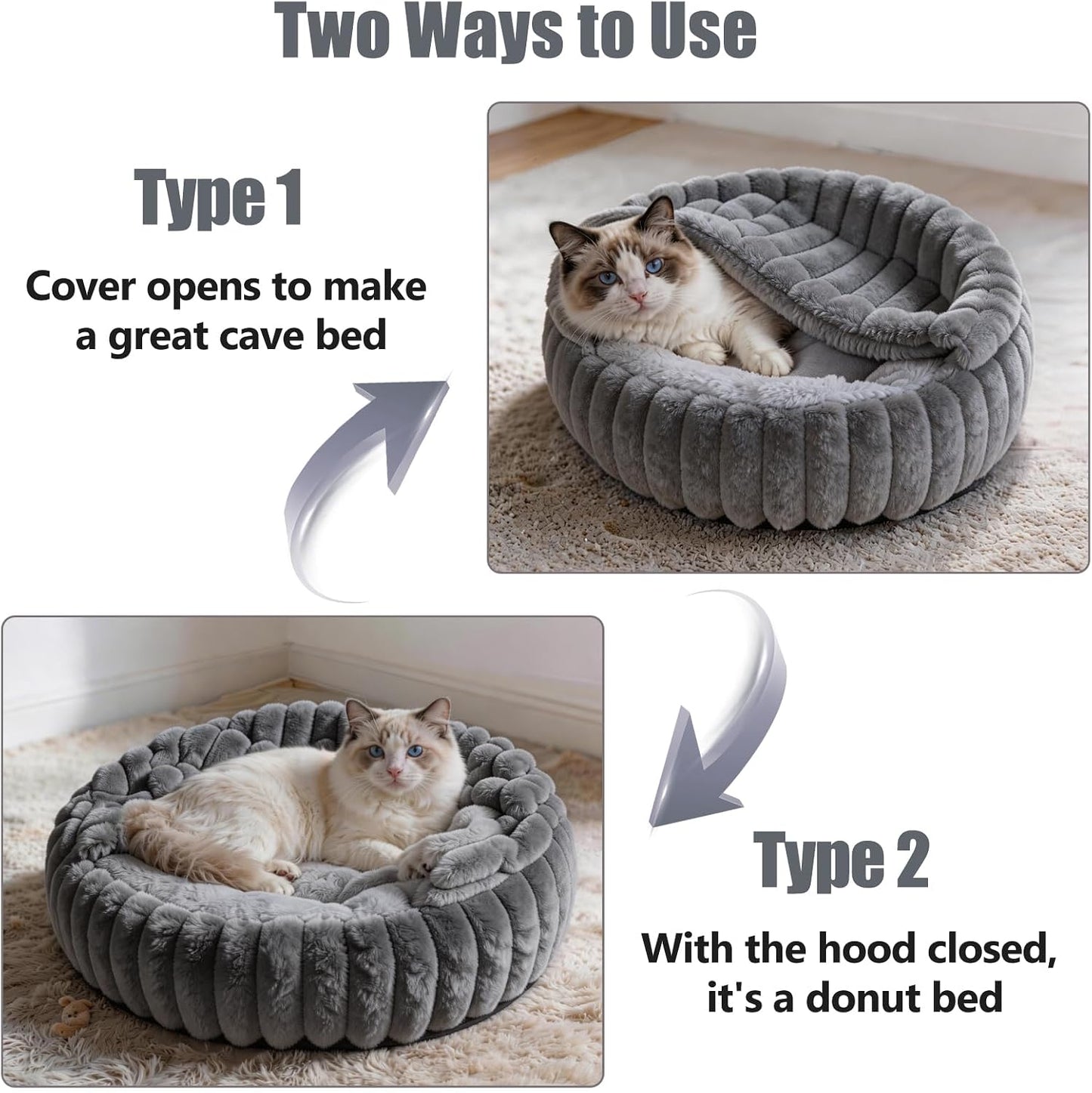 Cama 2en1 para gatos y perros con funda antiderrap