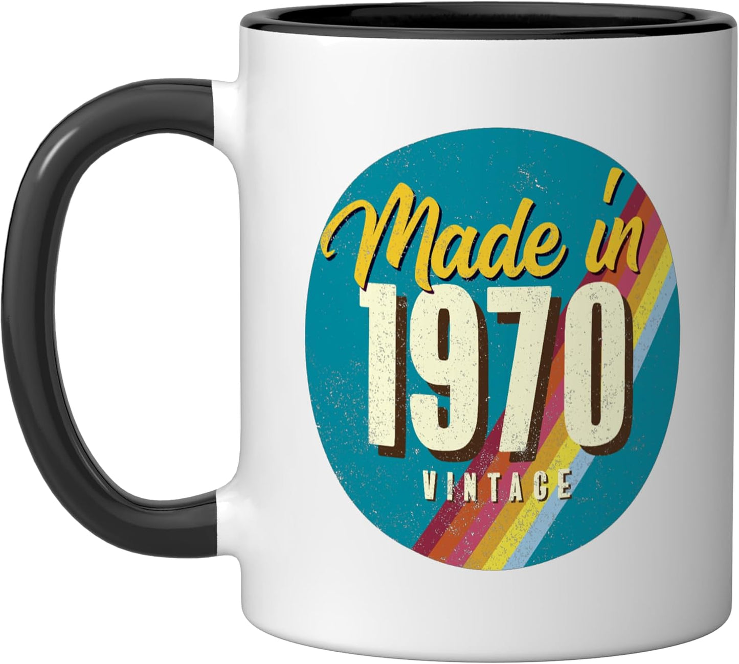 Taza Cerámica Estilo 70s Negro/Blanco