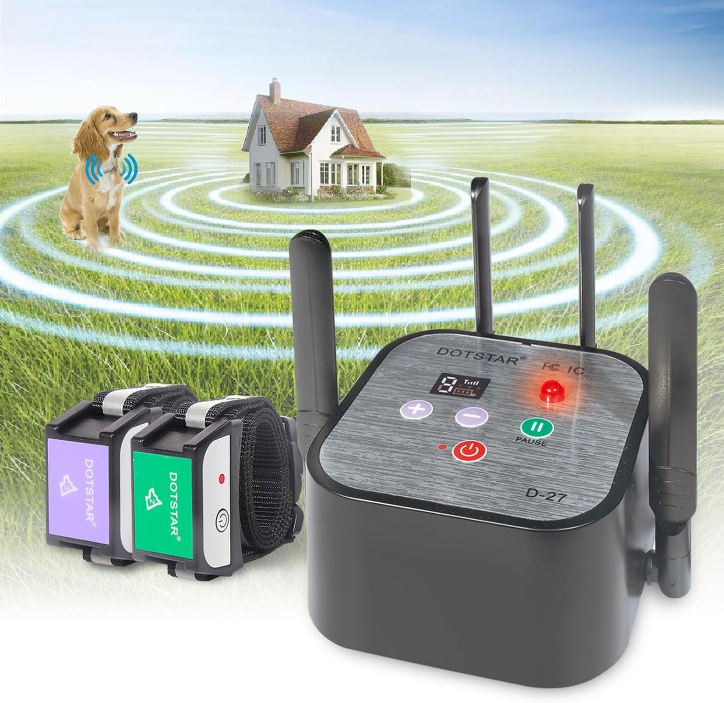 Valla inalámbrica para perros con alarma AI y batería