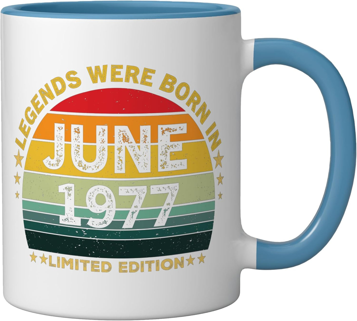 Taza Cerámica Retro Nacimiento Junio 1977 Azul Blanco