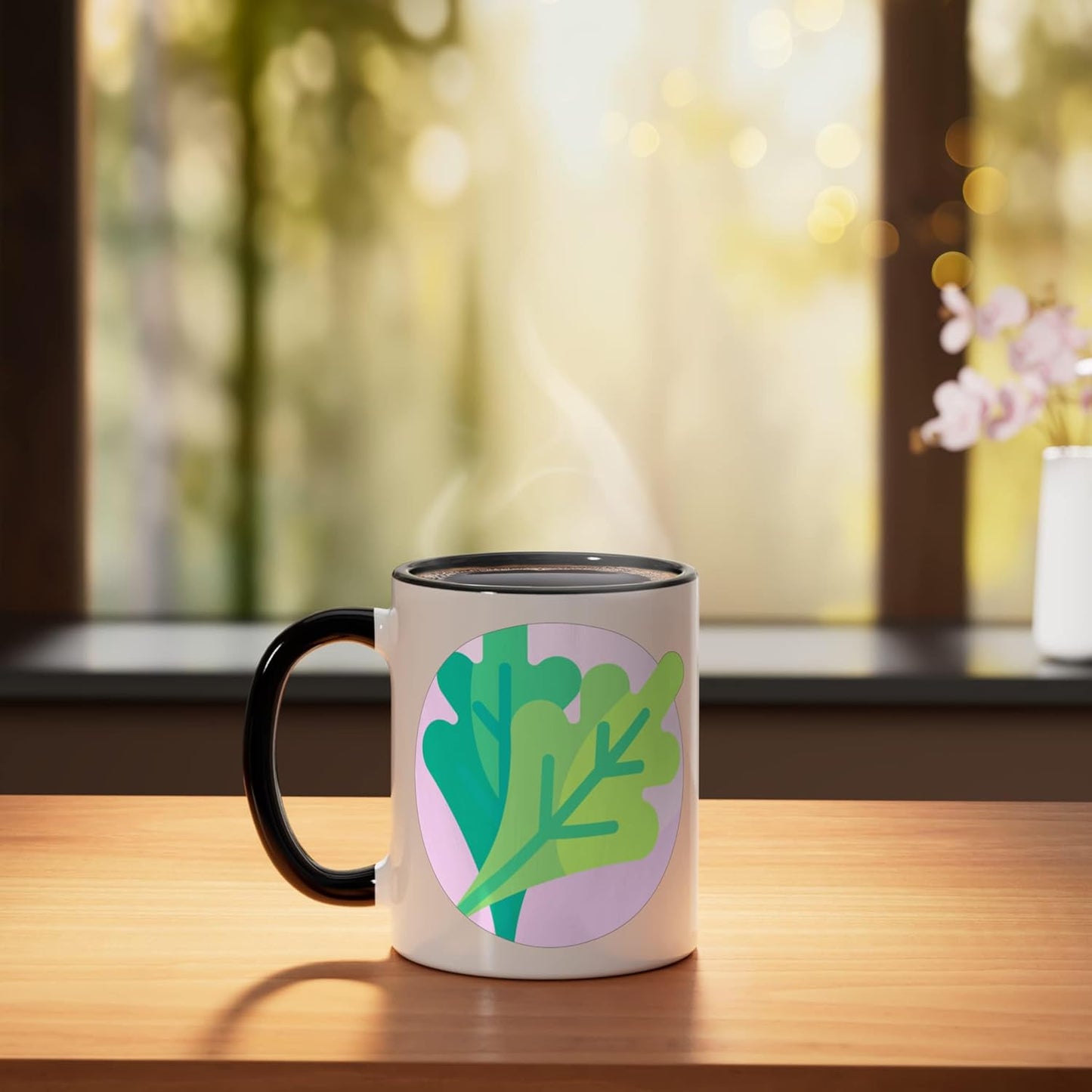 Taza cerámica arugula rocket eruca negra/blanca