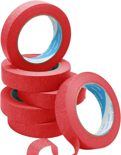 6 Rollos Cinta Adhesiva Roja 1pulg 55yardas Pintura Manualidades