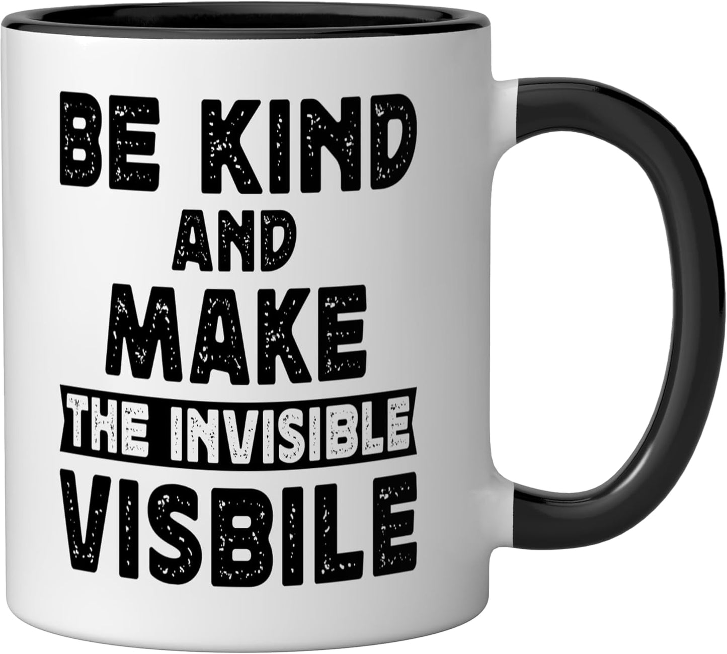 Taza de cerámica para conciencia sobre personas sin hogar negra/blanca