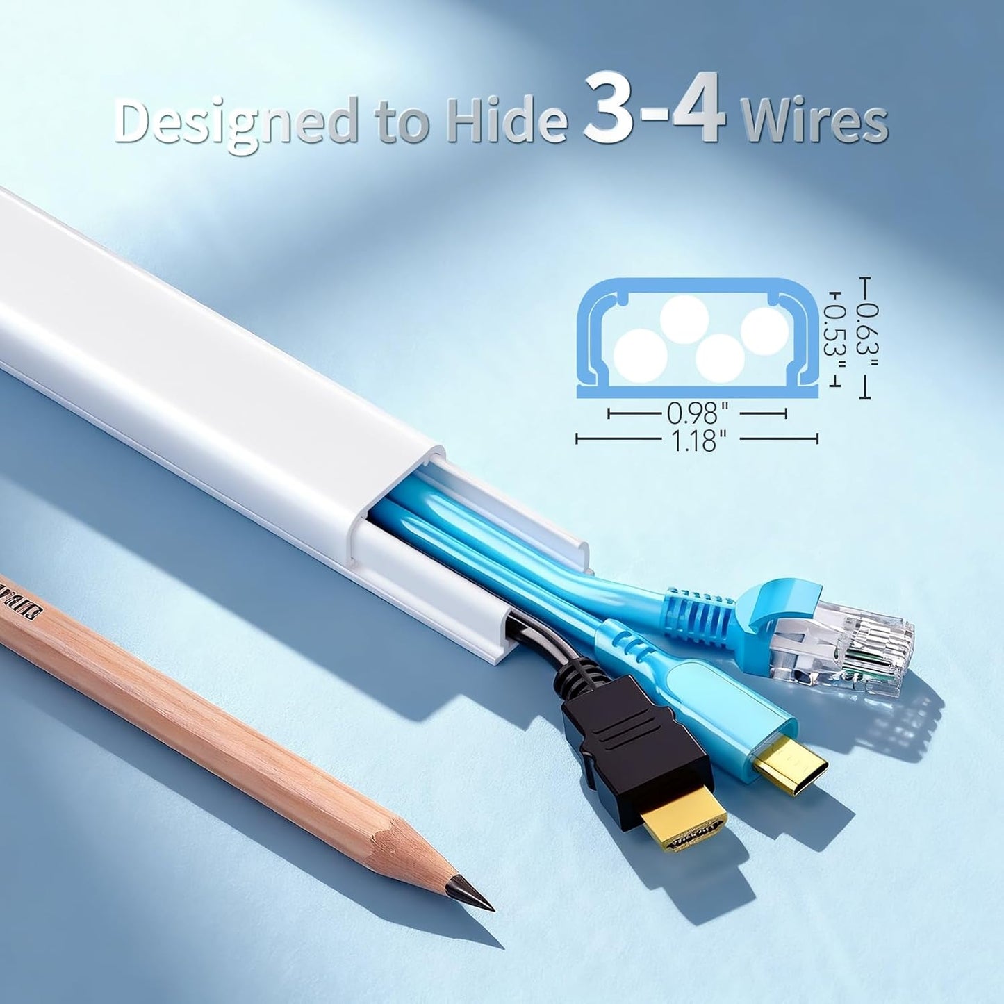 Kit ocultación cable pared 141.7pulg cubiertas autoadhesivas