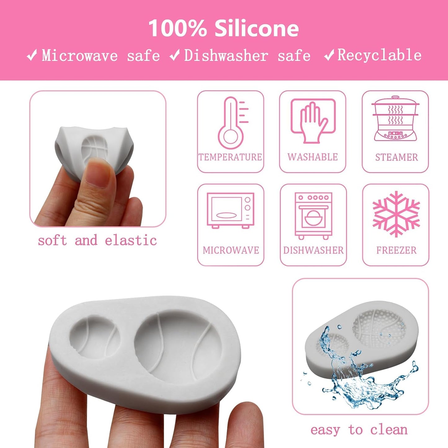Moldes silicona pelotas deportivas 6 pzas blanco