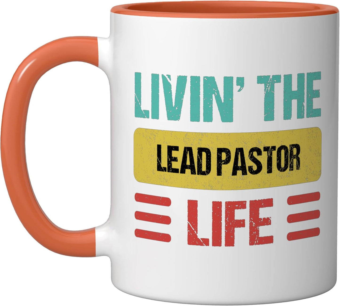 Taza cerámica para pastor líder en naranja/blanco