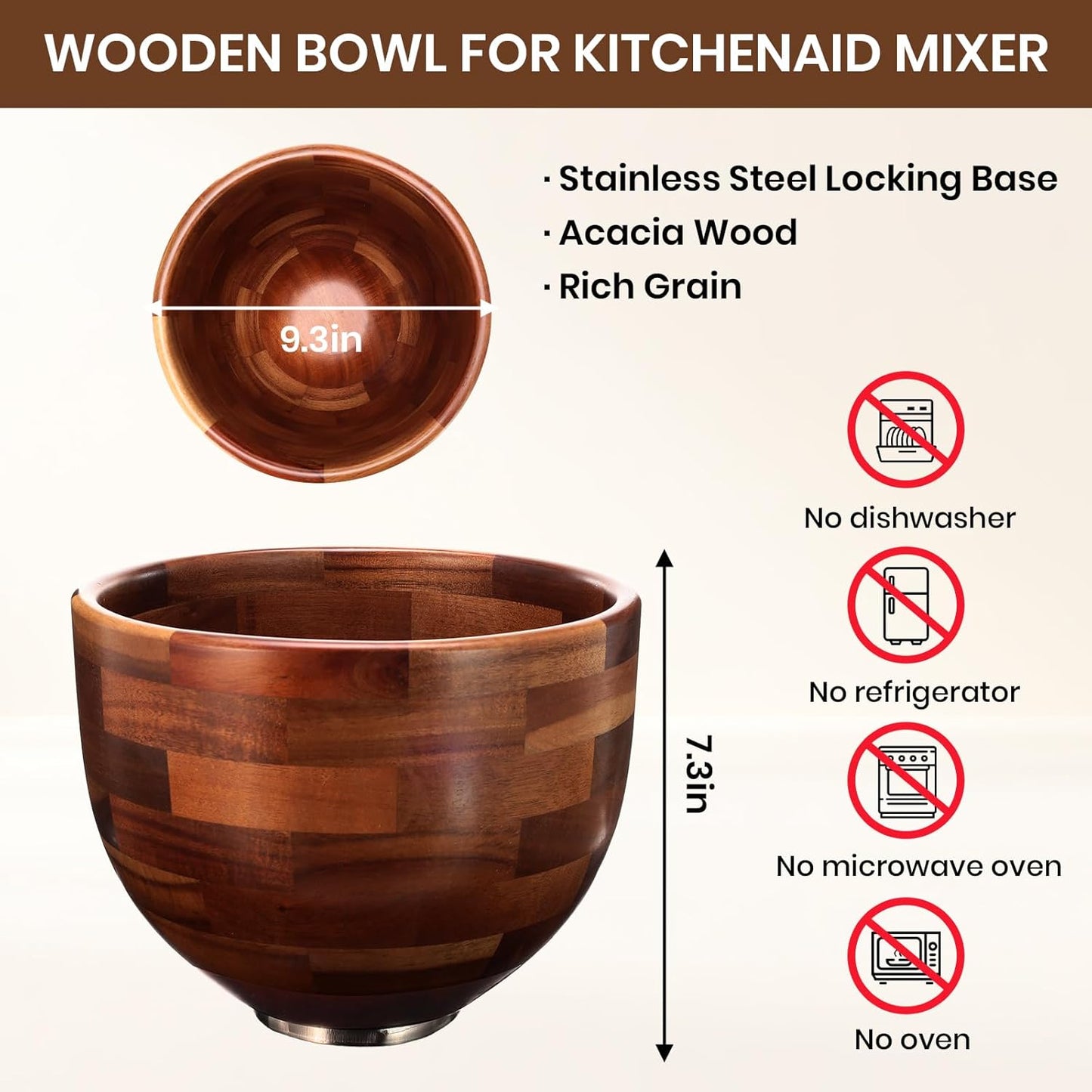 Tazón Acacia Comp KitchenAid 5qt Con Base