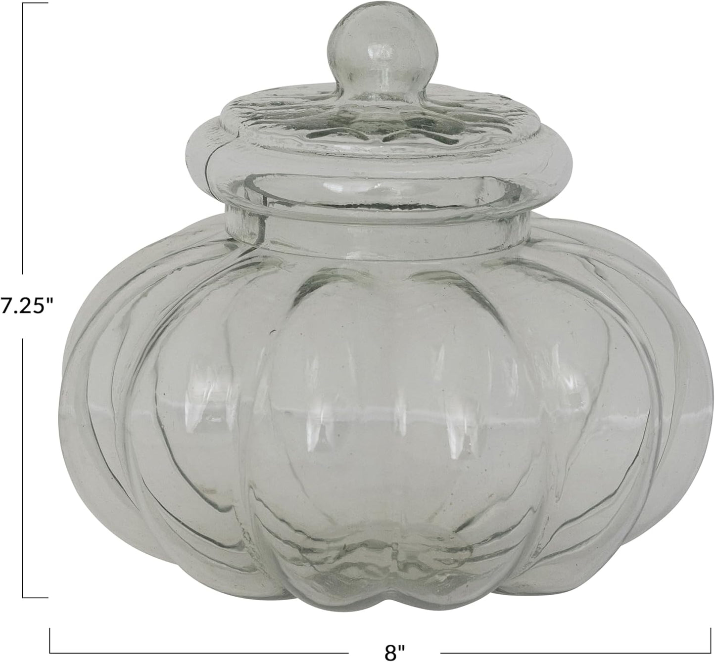 Tarro Vidrio Acanalado Con Tapa Transparente