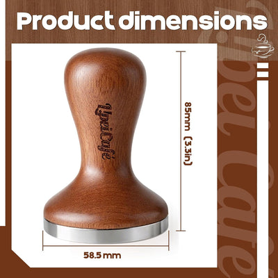 Manipulador café acero inox 304 base plana mango madera