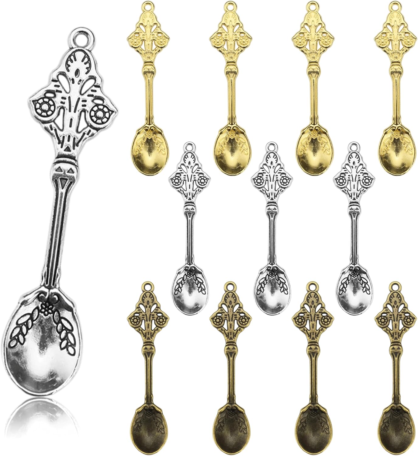 12 Mini Cucharas Colgantes Metal para Hogar Especias