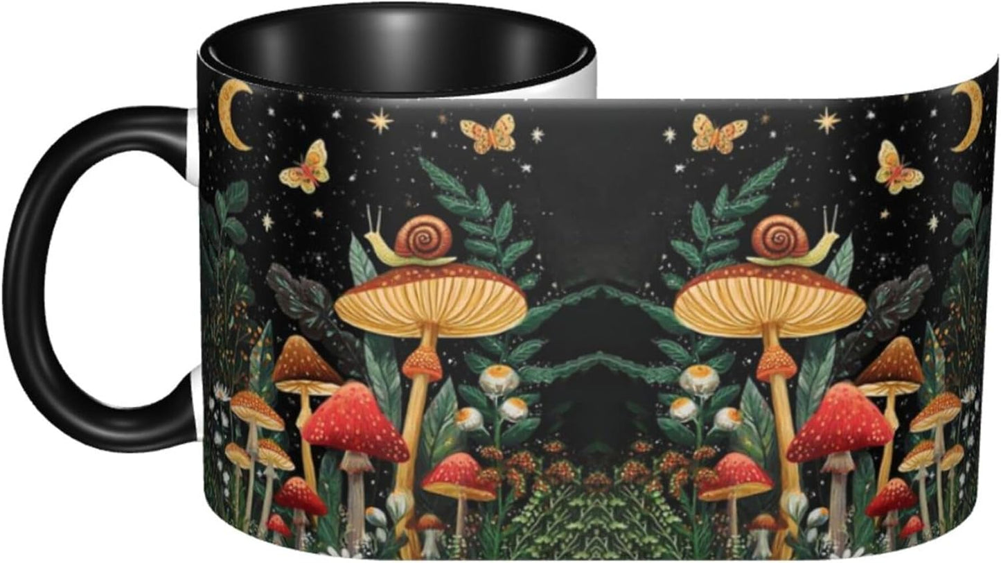 Taza de café con forma de hongo de cerámica para mujer