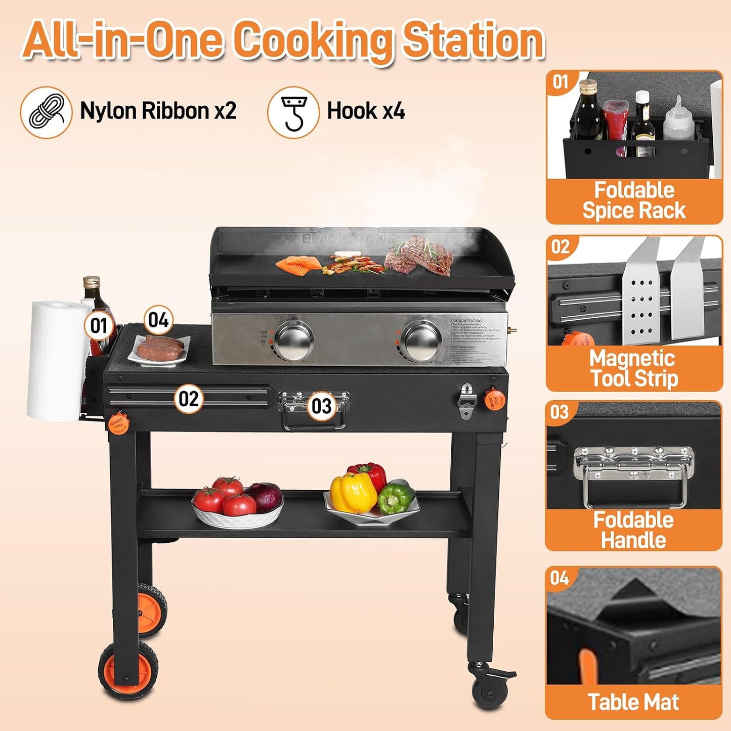 Mesa parrilla aire libre Blackstone 17/22pulg plegable