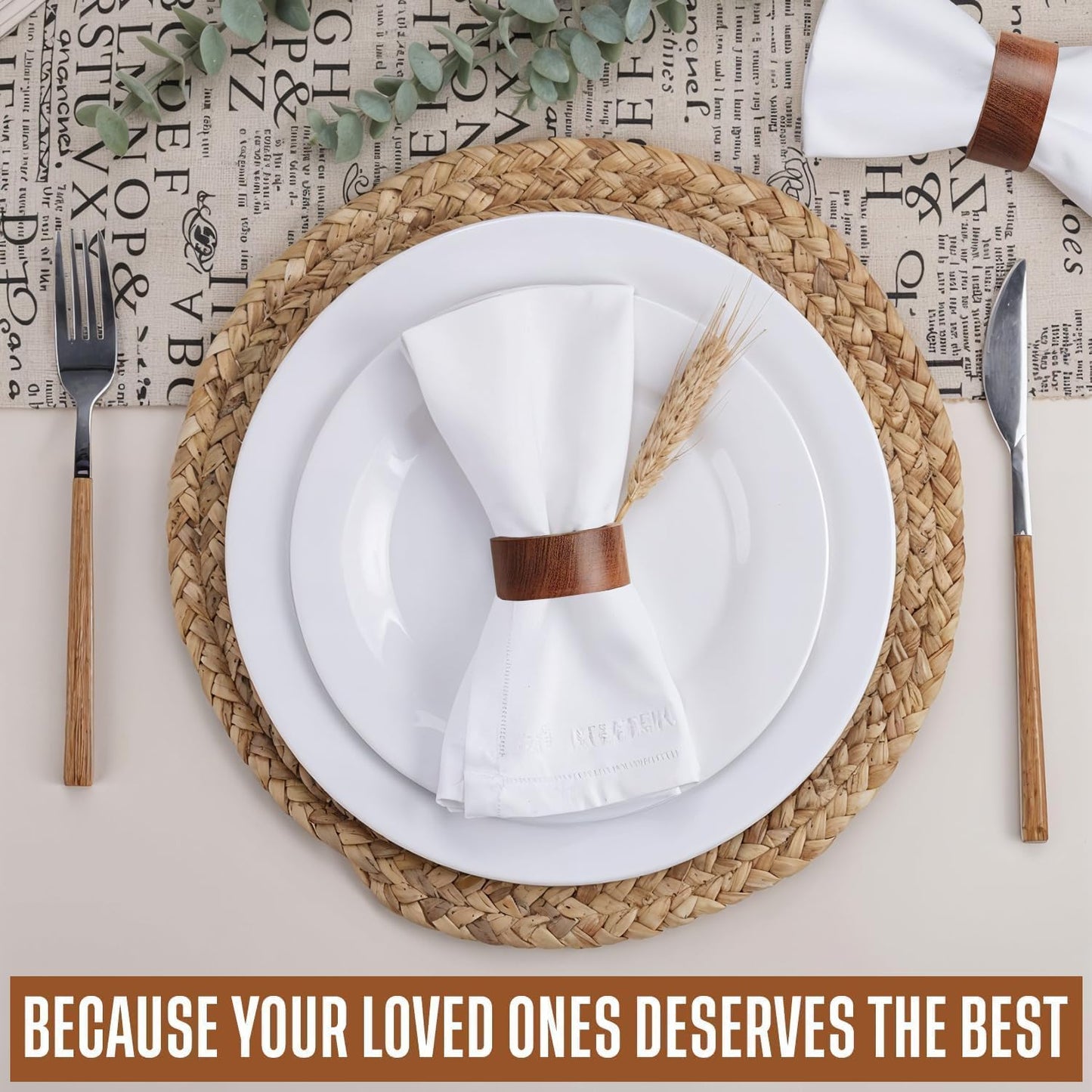 Juego de 12 servilleteros marrones de madera para bodas, fiestas y decoración
