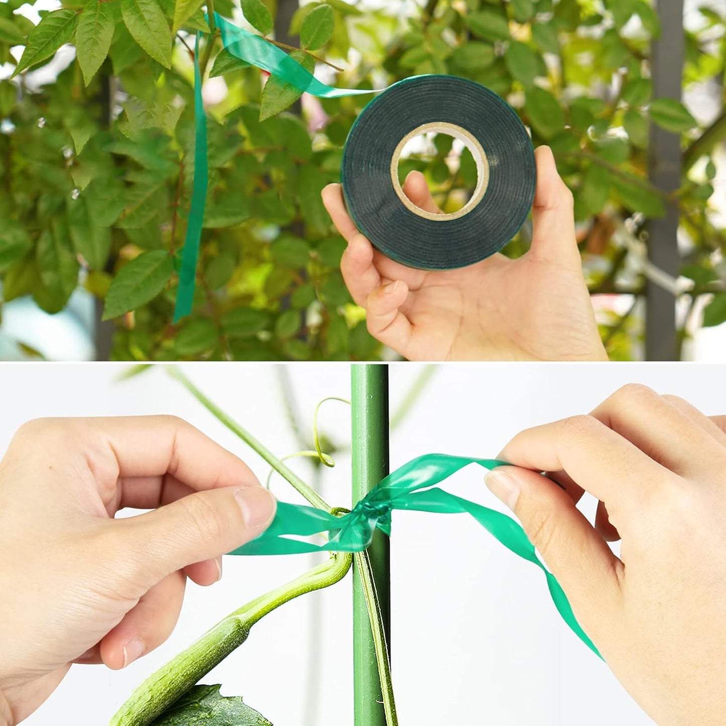 2 Rollos Cinta Jardín 150ft Elástica 1/2pulg Verde Soporte Tomate