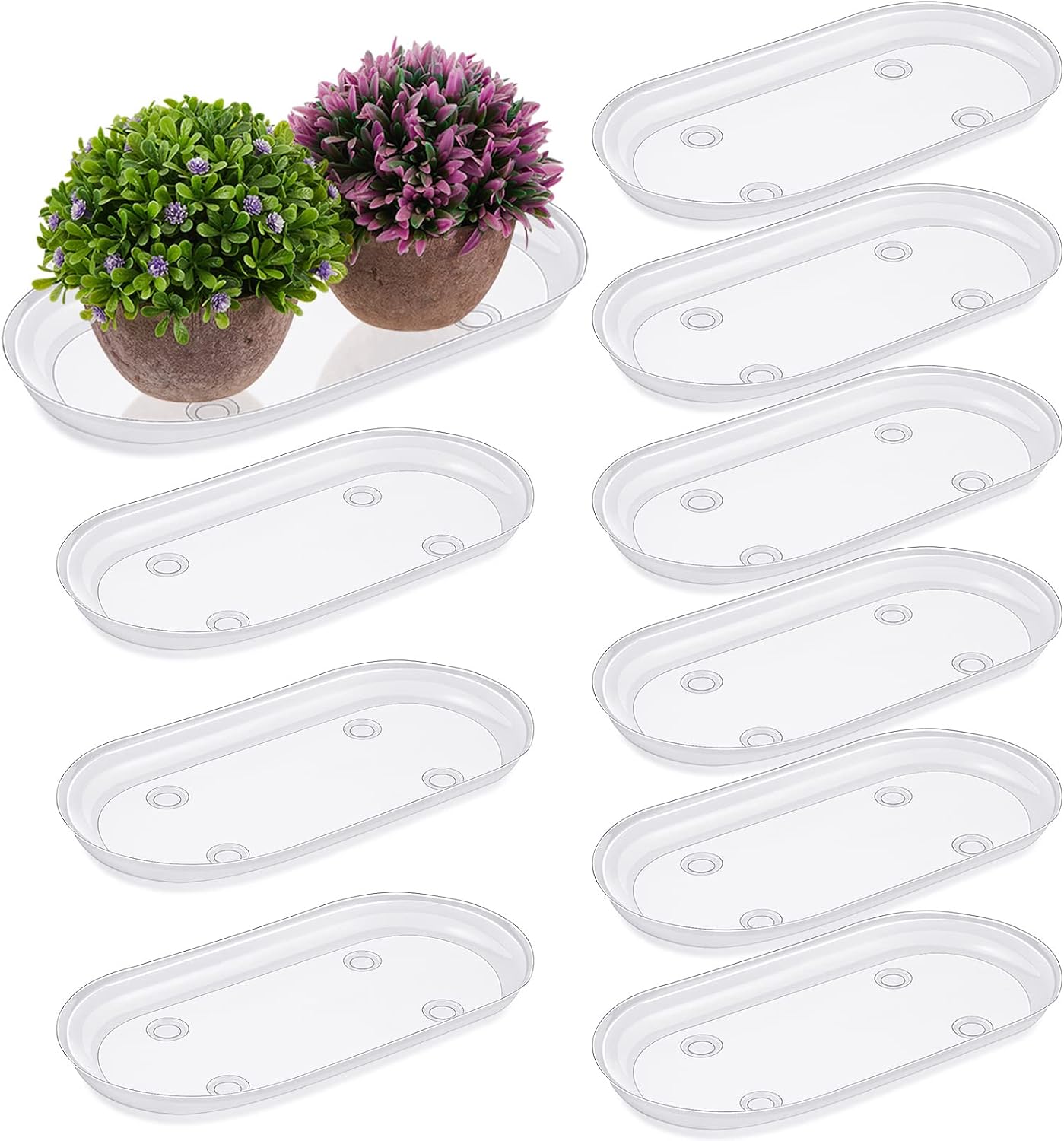 10 Bandejas Plástico 12x6pulg para Plantas Interiores