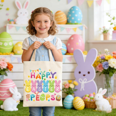 Bolsa de mano Happy Easter con asas cestas grandes de dulces reutilizables
