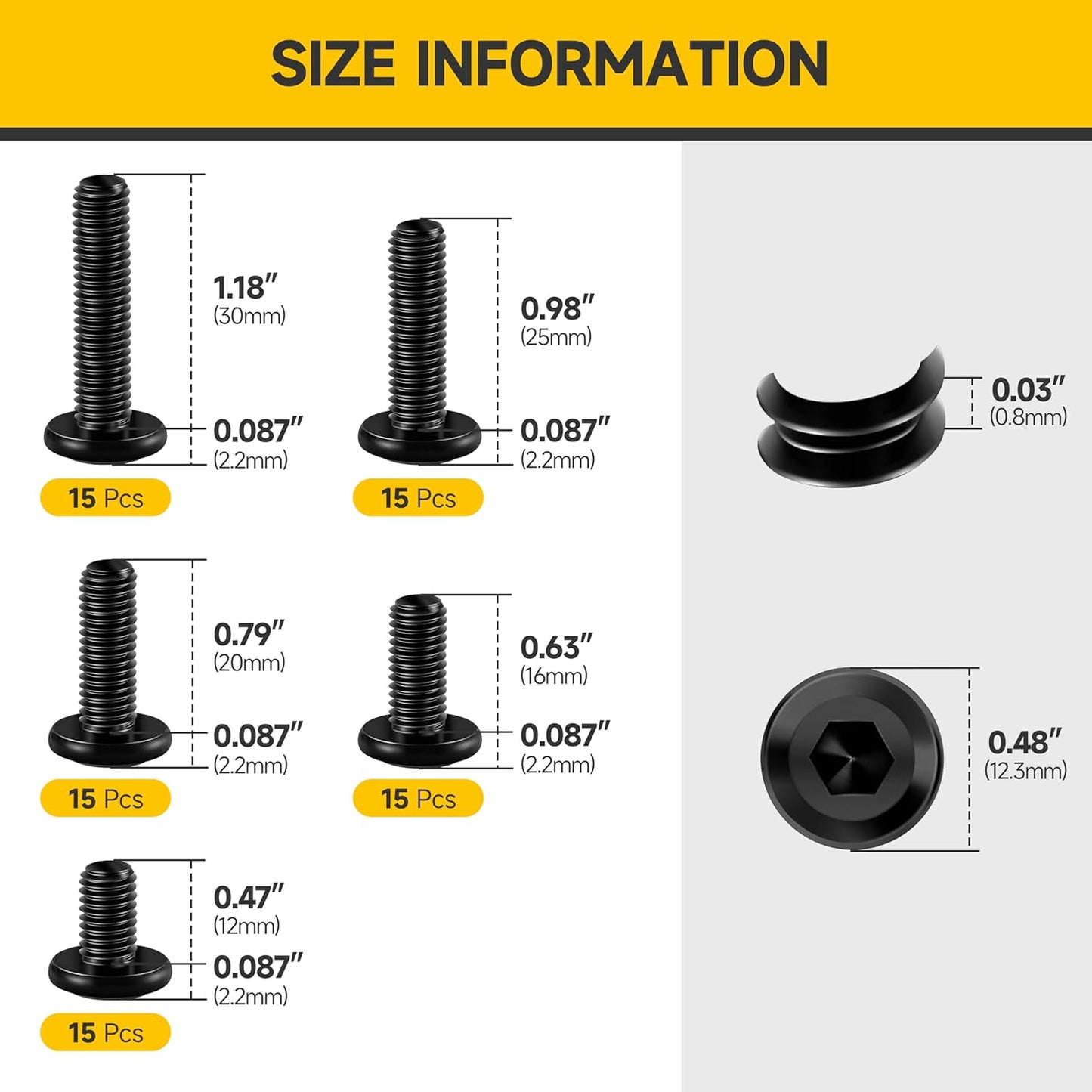 Tornillos M5 x8-20mm Acero Inox 304 para Muebles