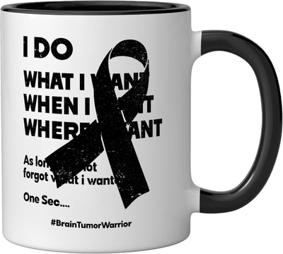 Taza de cerámica para brain tumor warrior con diseño divertido negro/blanco