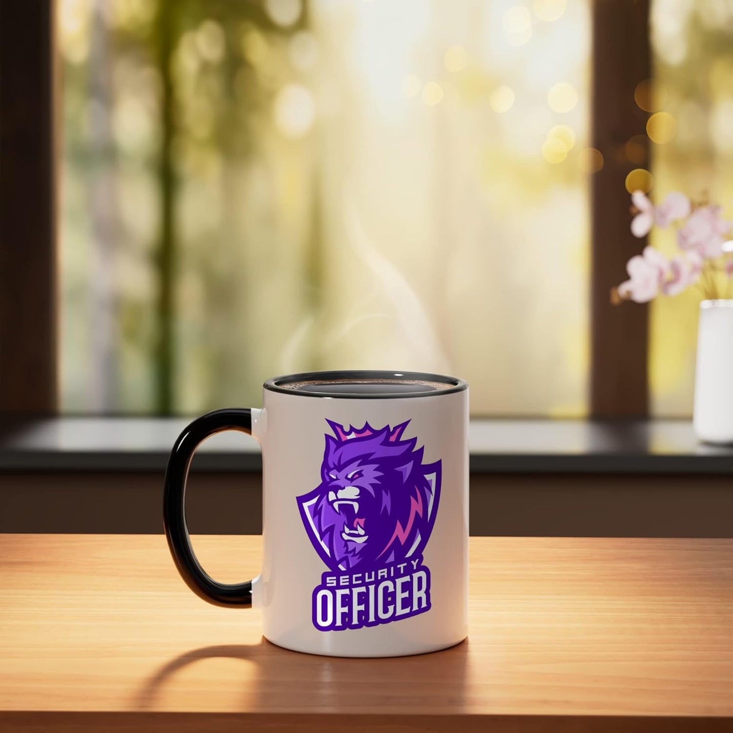 Taza cerámica oficial Furious Lion estilo seguridad negro/blanco