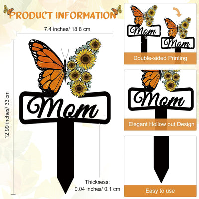 Marcadores conmemorativos para tumba de mamá placa mariposa