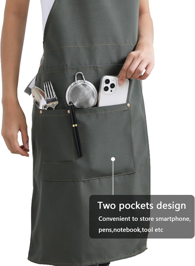 Delantal de cerámica con pierna dividida y bolsillos para cocina, hornear y jardinería