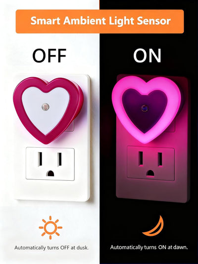 Luces LED corazón enchufables 0.5W sensor dormitorio baño