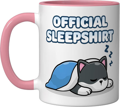 Taza Cerámica Dibujo Perro Kawaii Rosa/Blanca