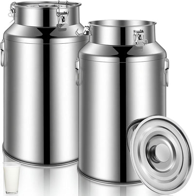 2 Latas Acero Inox 9.25gal Dispensador Metal Tapa Sellada