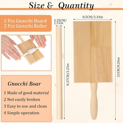 2 juegos para hacer ñoquis de madera, tablero y paleta para pasta casera