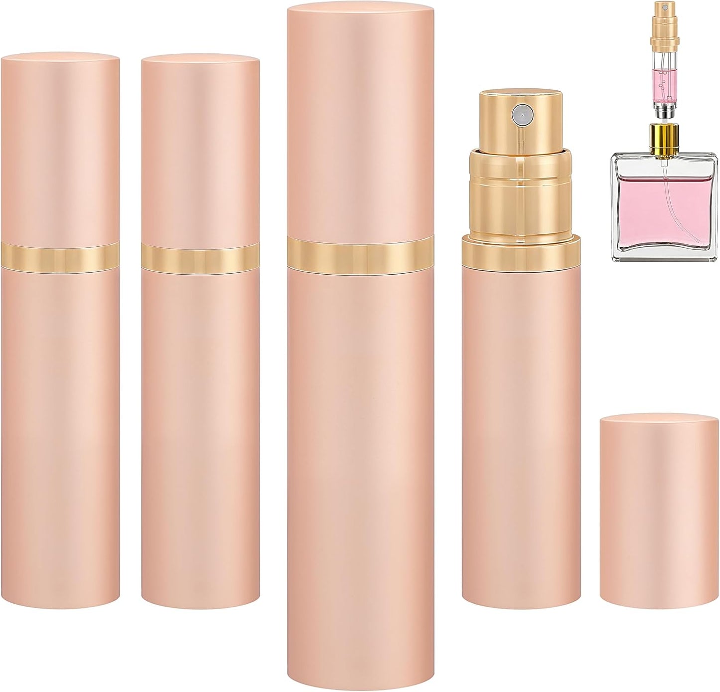 3 Pzas Botella Perfume 5ml Recargable Color Dorado