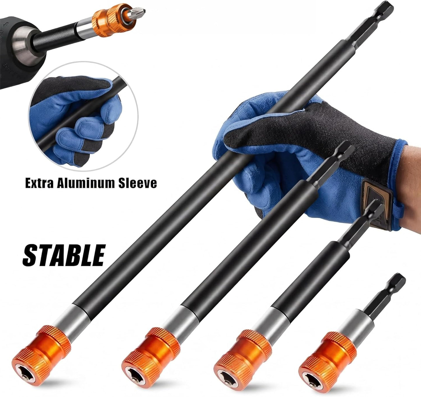 Extensión magnética brocas 1/4pulg con funda aluminio