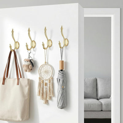 Ganchos pared para toallas bata bolsos dormitorio 2 pzas oro